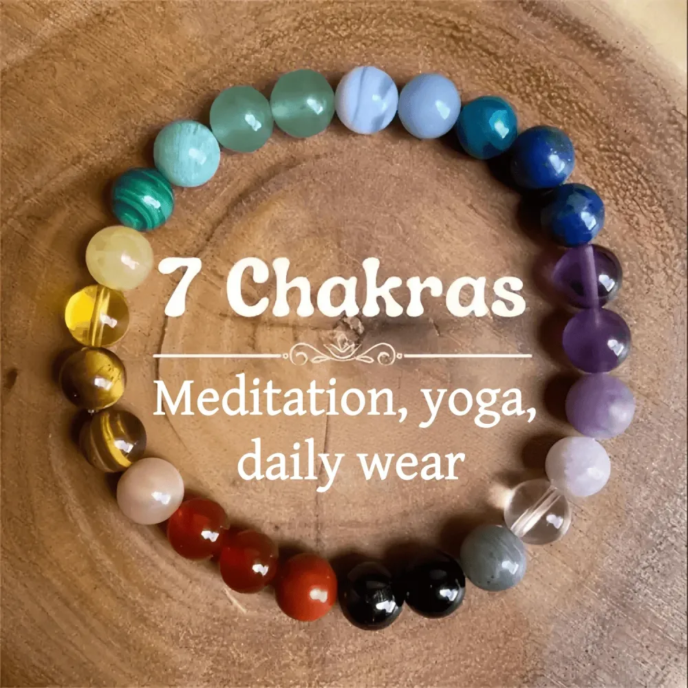 Damenarmbänder Tigeraugen-Amethyst-Edelstein 7 Chakra-Perlen Armreifen Yoga-Stein Geschenk für Paare Schmuck Y2K Damen