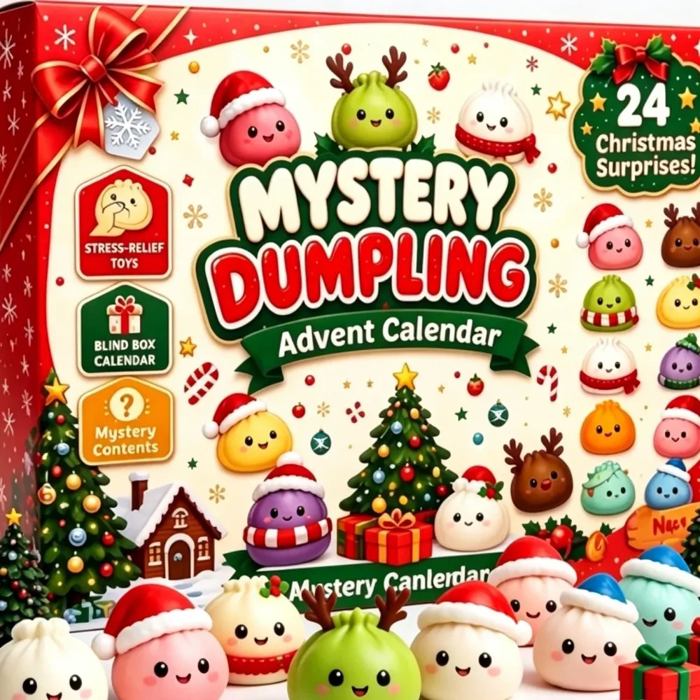 Weihnachts-Squishies-Adventskalender 2026 24-Tage-Countdown Dumpling Squishy Spielzeuge Langsam aufsteigende Squeeze Fidget Sensorik Deko Geschenk