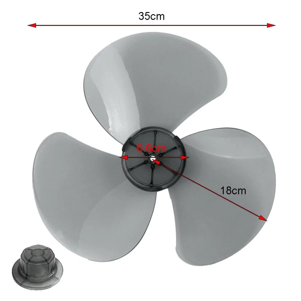 14-Zoll-Ventilatorflügel aus Kunststoff mit 3 Blättern, Zubehör für elektrische Ventilatoren, Haushalts-Standventilatorflügel, Tischventilatorflügel mit Mutternabdeckung