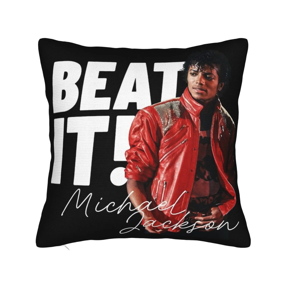 MJ Michael Jackson Kissenbezug, bedruckter Stoff-Kissenbezug, dekorativer Kissenbezug für Zuhause, mit Reißverschluss, 18 Zoll