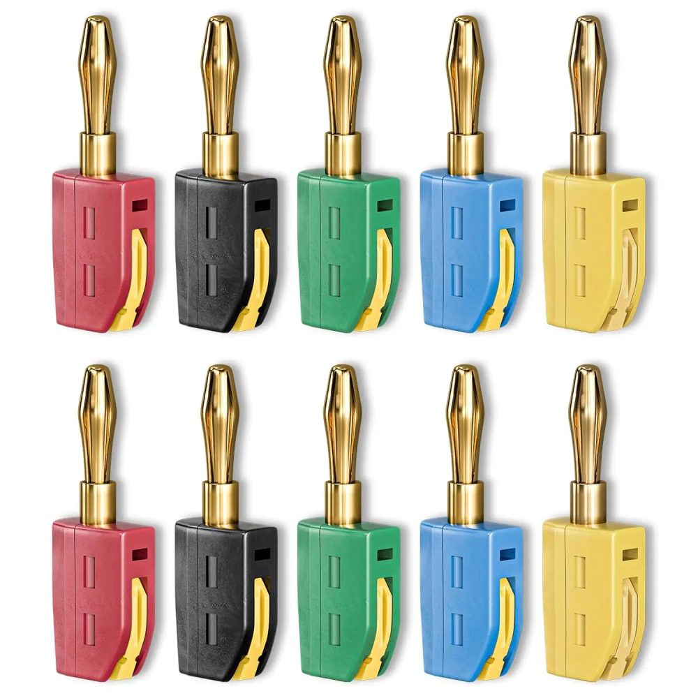 4-mm-Bananenstecker, Hochstrom-Schnellanschluss, vergoldet, 32 A, 10 Stück Bananenstecker
