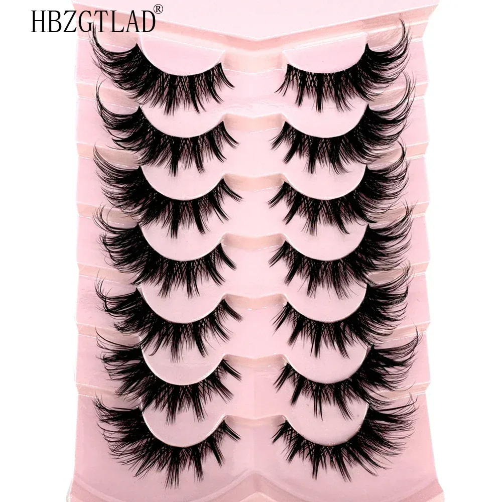 7/8 Paar Katzenaugen-Wimpern, Manga-Wimpern, 3D-klares Band, natürliche Halbwimpern, Ende der Augen, längliche Nerz-Wimpern, flauschige Wimpern