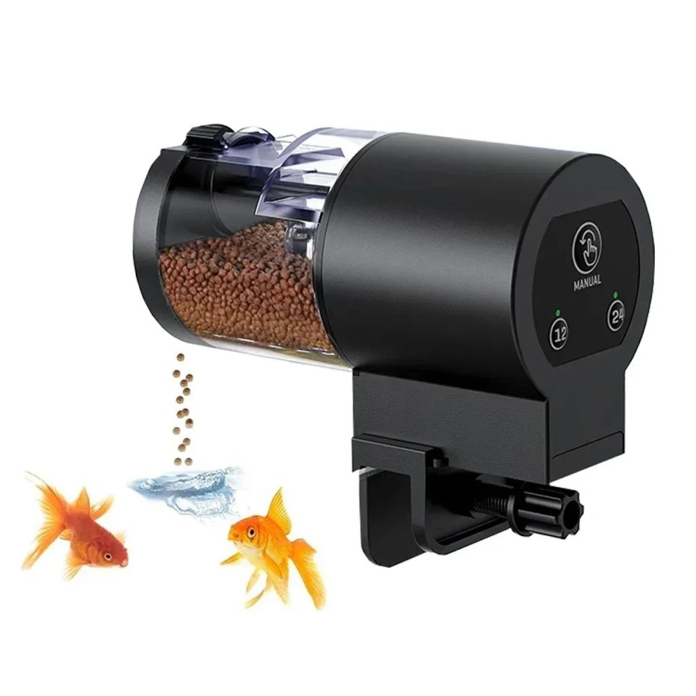 Automatischer Fischfutterspender, 100 ml Fassungsvermögen, batteriebetrieben, programmierbarer Timer für Aquarien, einfach einzustellen, Urlaubsgebrauch