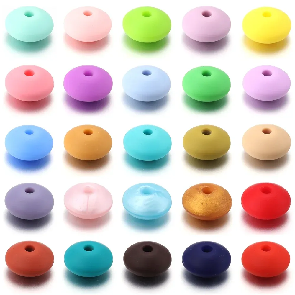 20 teile/los Silikon Linsen Perlen Bunte Runde Abacus Lose Spacer Perlen Für DIY Schmuck Machen Halskette Armband Zubehör