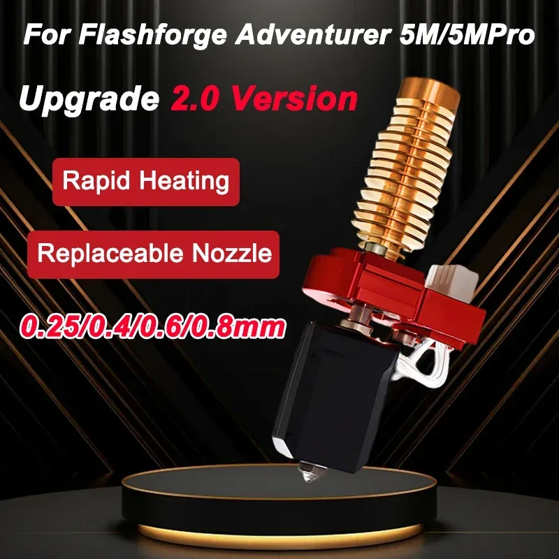 Neuestes verbessertes Hotend-Kit für Flashforge Adventurer 5M/5M Pro Hotend AD5M Düsenset, Keramik-Heizblock und Hartstahldüse
