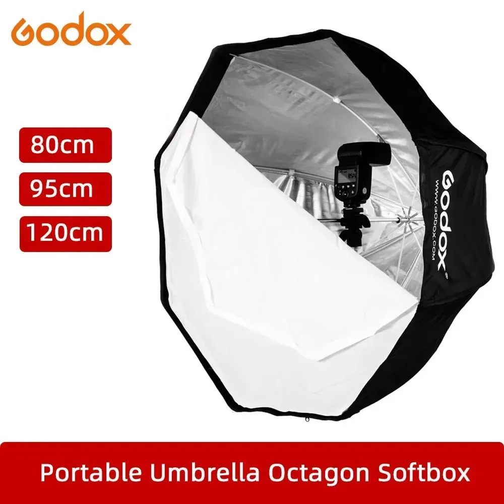 Godox 80 cm 95 cm 120 cm tragbarer Octagon-Softbox-Regenschirm Brolly Reflektor für Studio Strobe Speedlight Flash