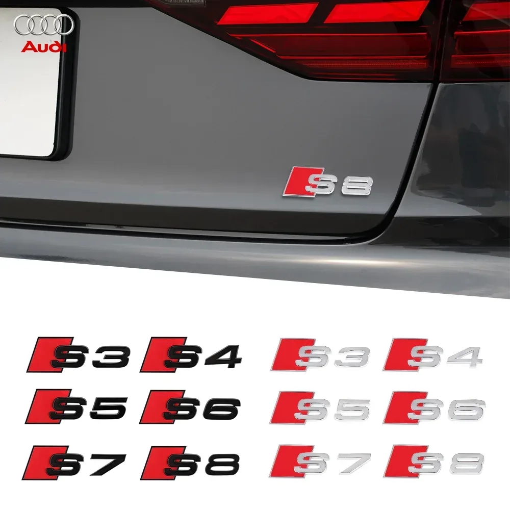 1 Stück Auto-Karosserie Heckklappen-Emblem ABS-Aufkleber Dekoration Mittelabdeckung für Audi S6 S7 S8 S3 S4 S5 Logo Auto-Heckemblem Modifikation