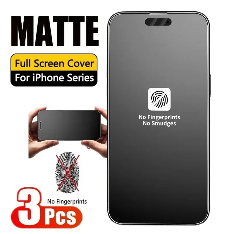 3er-Pack Anti-Fingerprint Matt Displayschutzfolie für iPhone 17 Pro Max 18 15 14 16 11 12 13 Mini XR X Xs 7 8 Plus Air Gehärtetes Glas