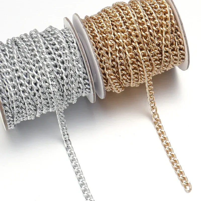5 Yards/Rolle Metall-Aluminium-O-förmige Ketten Gold-Silber-Farbe Twist-Kette für DIY-Schmuckherstellung, Kleidung, Tasche, Zubehör, Zubehör