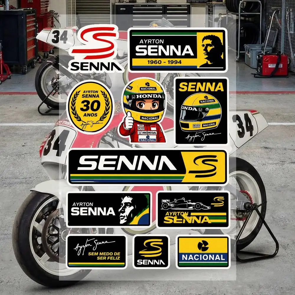 A-Ayrton S-Senna Aufkleber, wasserfeste Vinyl-Aufkleber für Motorräder, Autos, Fahrräder, Skateboards, Laptop, Wasserflasche, Handyhülle