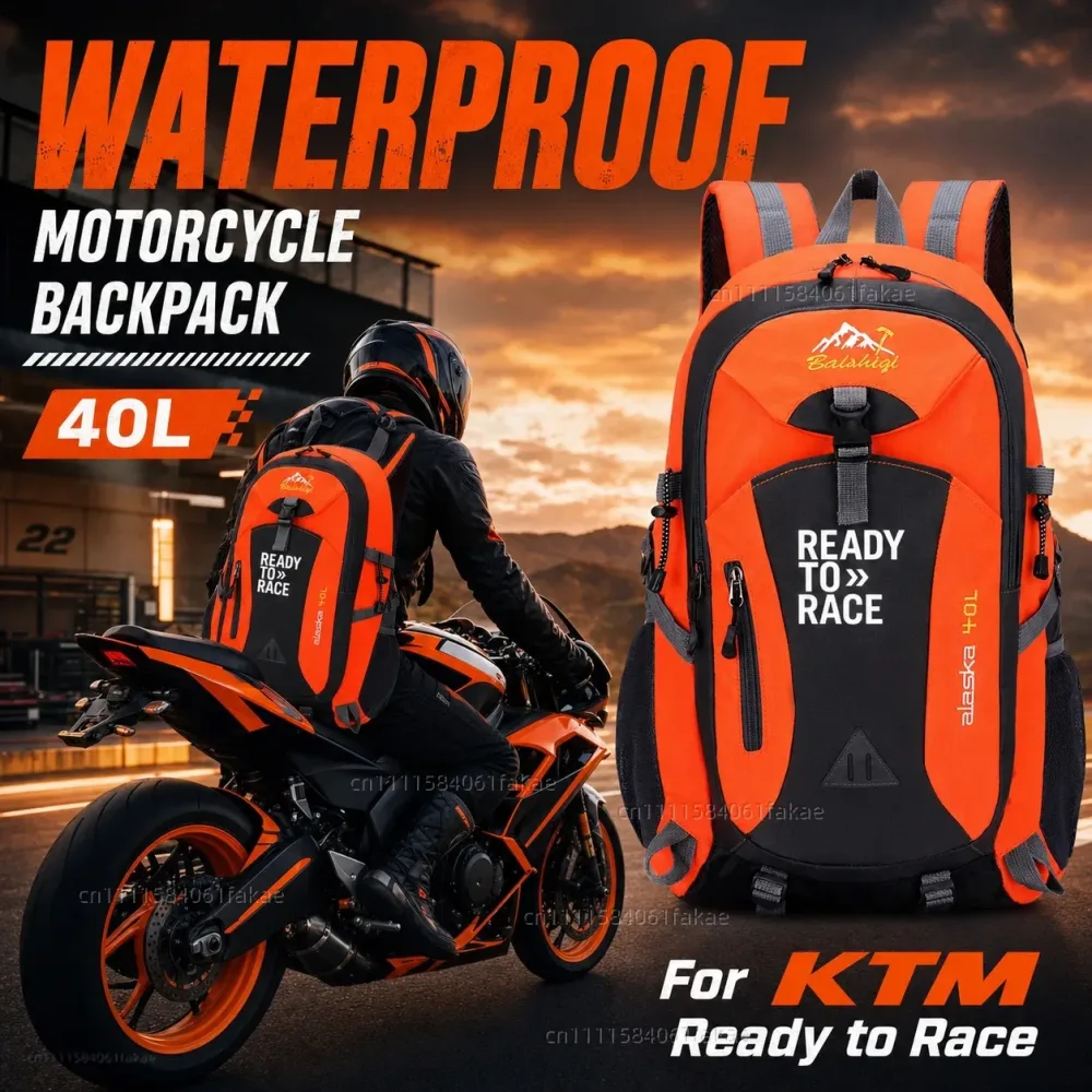Für KTM Ready to Race Adv Duke 390 690 790 890 1190 RC Motorrad-Rucksack 40L Wasserdichter Reiserucksack für Outdoor und Wandern
