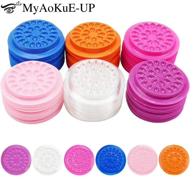 20/100 stücke Wimpern Kleber Ständer Halter Wimpern Verlängerung Liefert Klebstoff Palette Kunststoff Dichtung Auge Wimpern Kleber Pads Make-Up-Tool