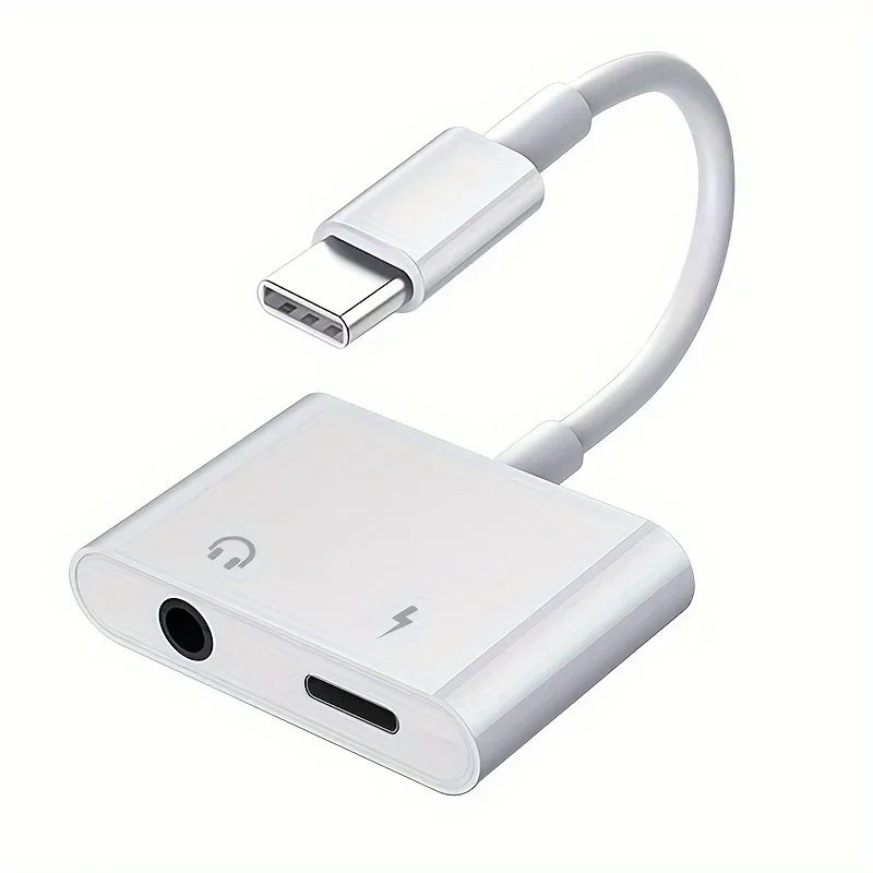 2-in-1-Audio-Adapter USB C auf USB C+3,5-mm-Konverter, ein Port wird zwei Ports, geeignet für Samsung und iPhone