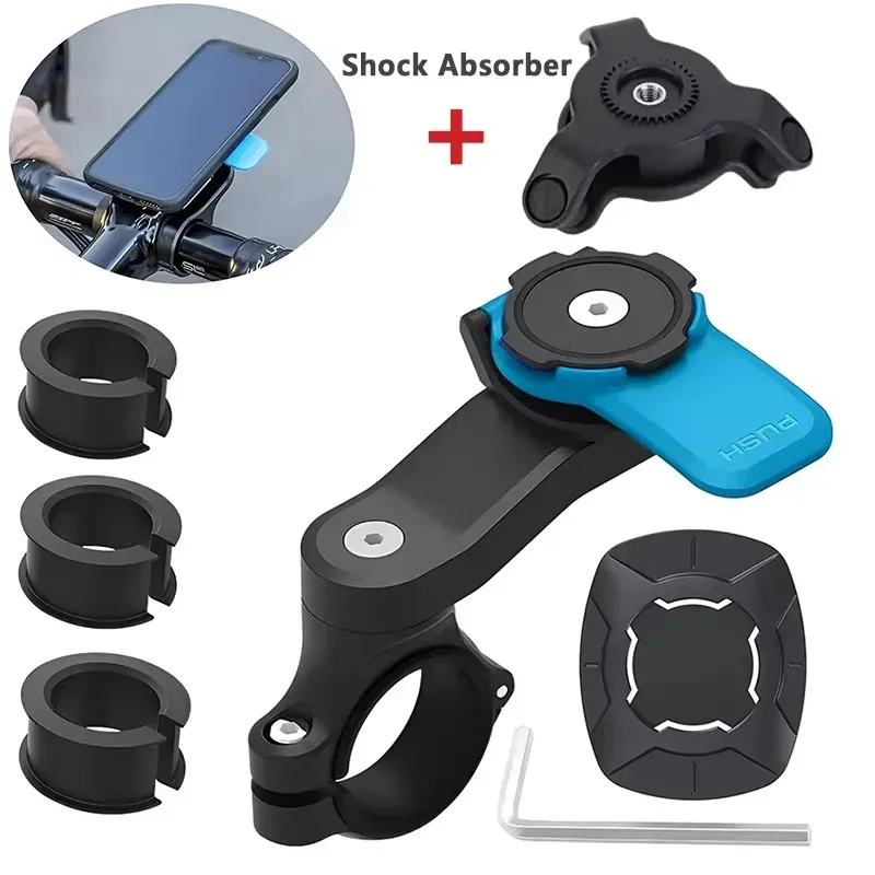 1 Set Motorrad- und Fahrrad-Handyhalterung, abnehmbar, 360° drehbar °   Rotierender Stoßdämpfender Handyhalter