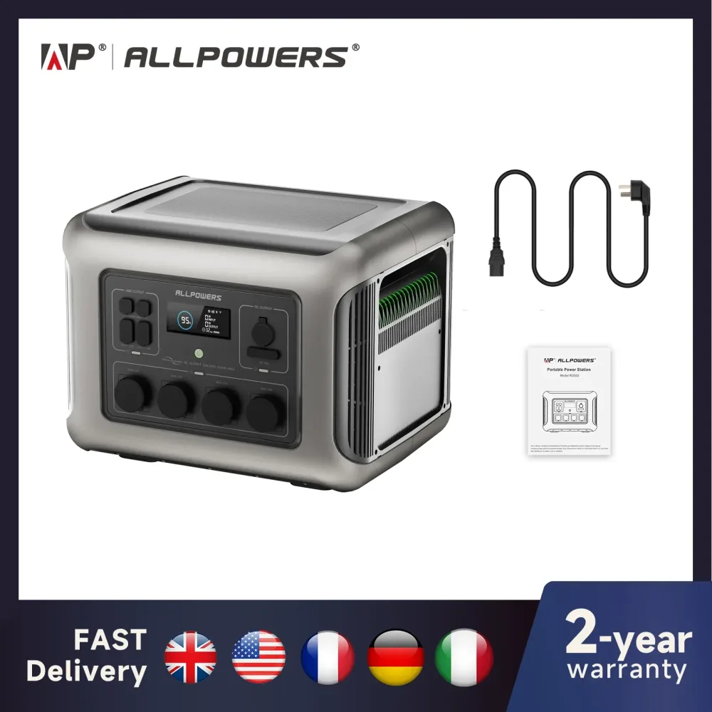 ALLPOWERS R2500 Tragbare Powerstation 1920Wh LiFePO4-Akku 2500W Notfall-Haushalts- und Outdoor-Stromversorgung für Wohnmobile und Reisen