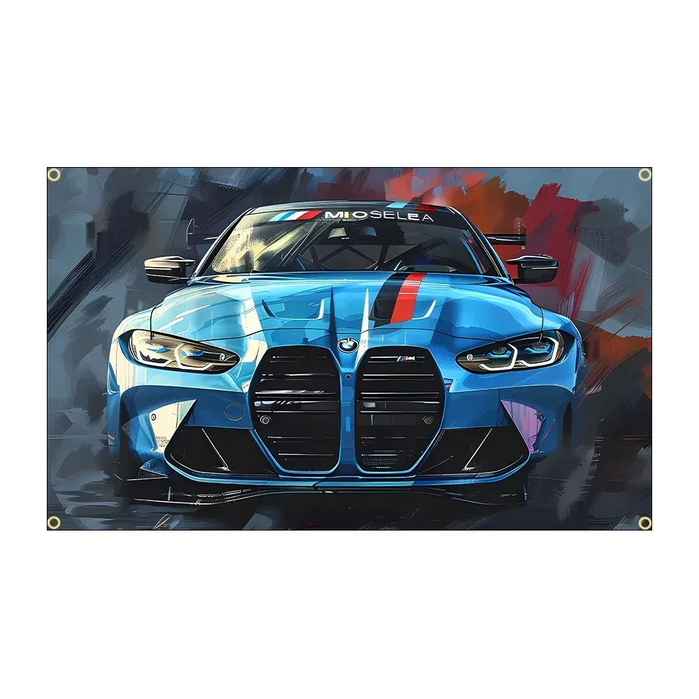 M Super Car Flag Polyester-Rennbanner, 60 x 90 cm, 90 x 150 cm, dekoratives Outdoor-Garagenbanner für Autoliebhaber