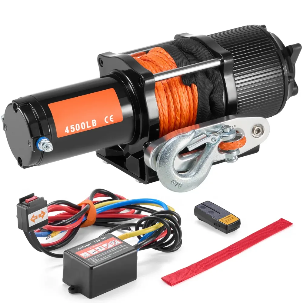 SucceBuy 4500 lbs ATV/UTV elektrische Winde 12 V mit 39 Fuß synthetischem Seil, kabellose und kabelgebundene Fernbedienung, IP55, wasserdicht, für Jeeps