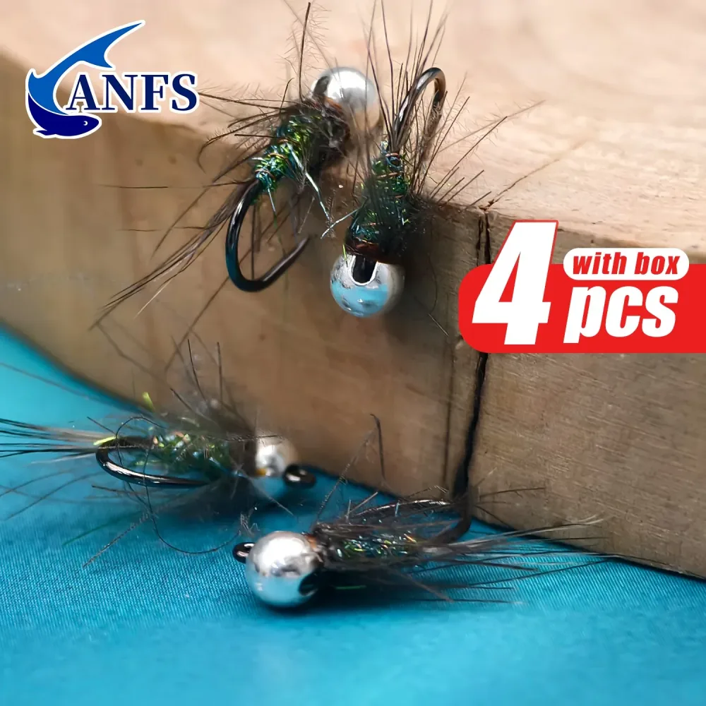 ANFS Euro Nymph Fly Fishing Flies Kit mit 4er-Pack Wolfram-Jig, tolle handgebundene Flys