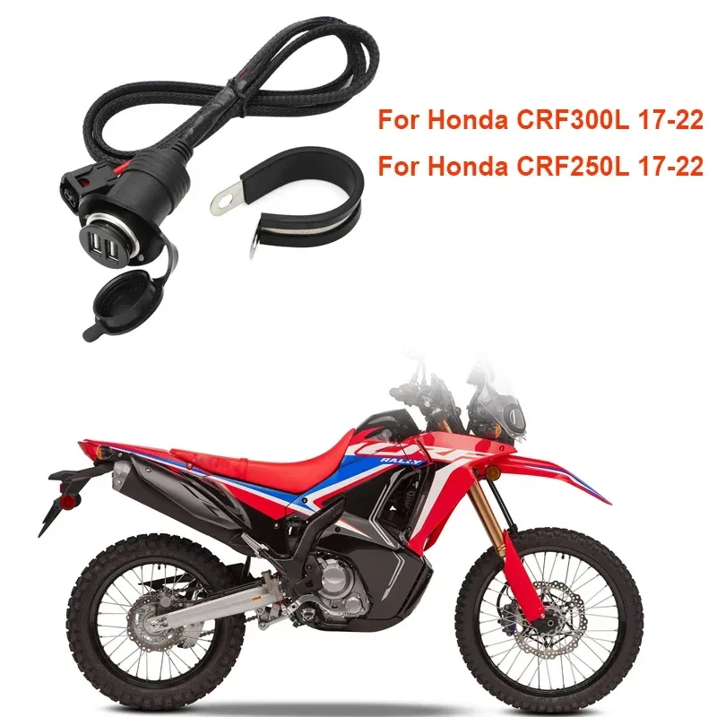 Dual-USB-Ladegerät QC 2x 2,1 A 2 für Honda CRF300L CRF250L 17-22 Rally100 mAh Buchse geschaltete Leistung '17 auf Plug-and-Play CRF 250 L