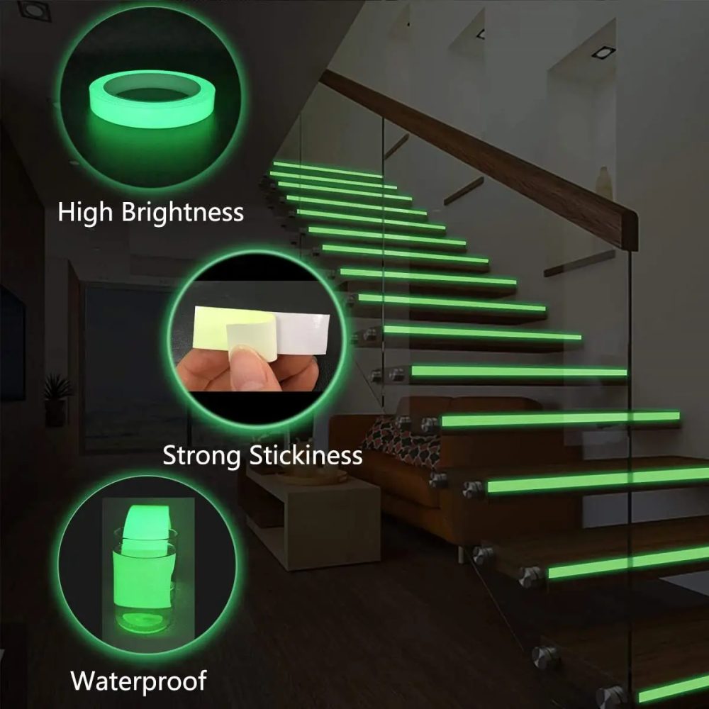 1 Rolle fluoreszierendes, selbstklebendes, im Dunkeln leuchtendes Klebeband, Lichtleiste, Feuerkanal, Bühnendekoration, Sicherheitsausgang, Warnaufkleber