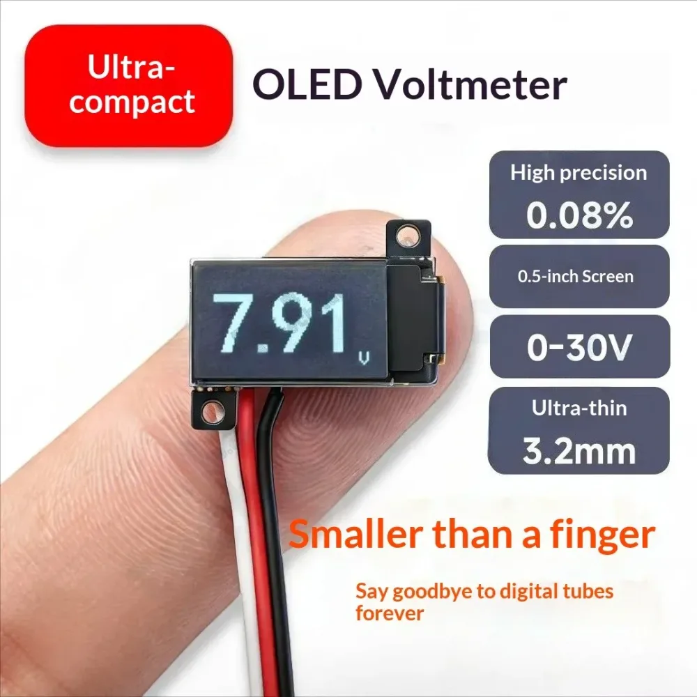 Das Kleinste Aller Zeiten 0,5 Zoll OLED Digitales Voltmeter 0-30V Ultradünn Hochpräzise 2/3-Draht Neuerscheinung