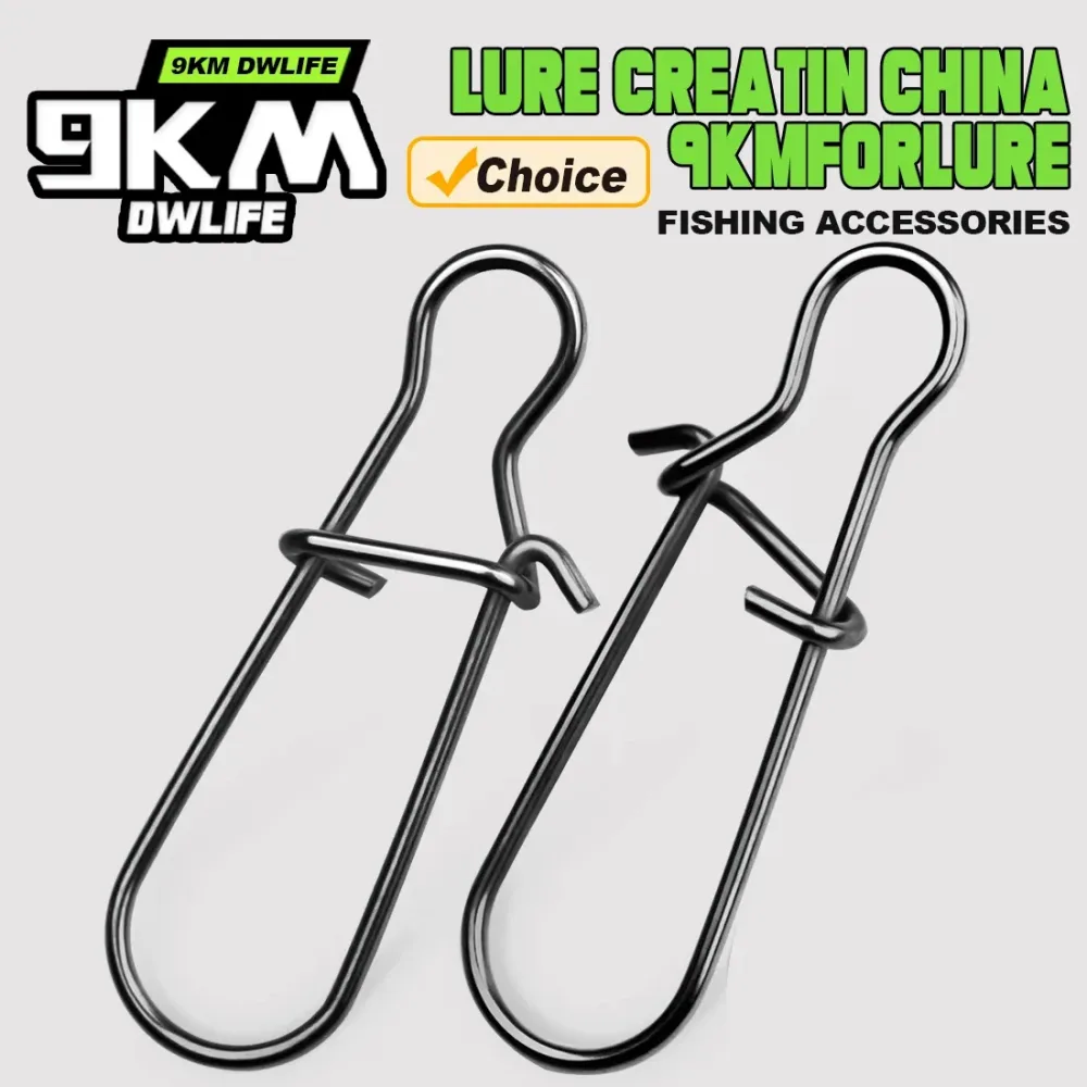 9KM 100 Stück Angelclips aus Edelstahl, Schnellverschluss-Angelverbinder, Duo-Lock-Sicherheitsclips