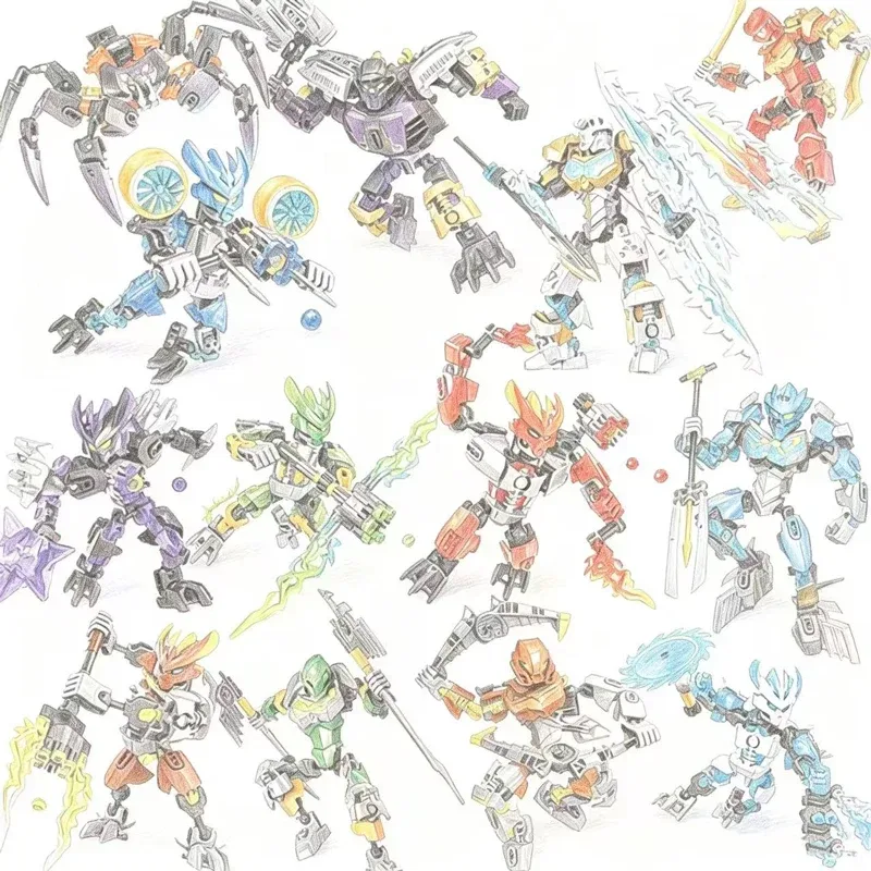 Goldene Maske Bionicle Ice Master Bausteine Schutzfigur Kopaka Anime Actionfiguren Soldat Roboter Bausteine Spielzeug für Jungen Geschenke