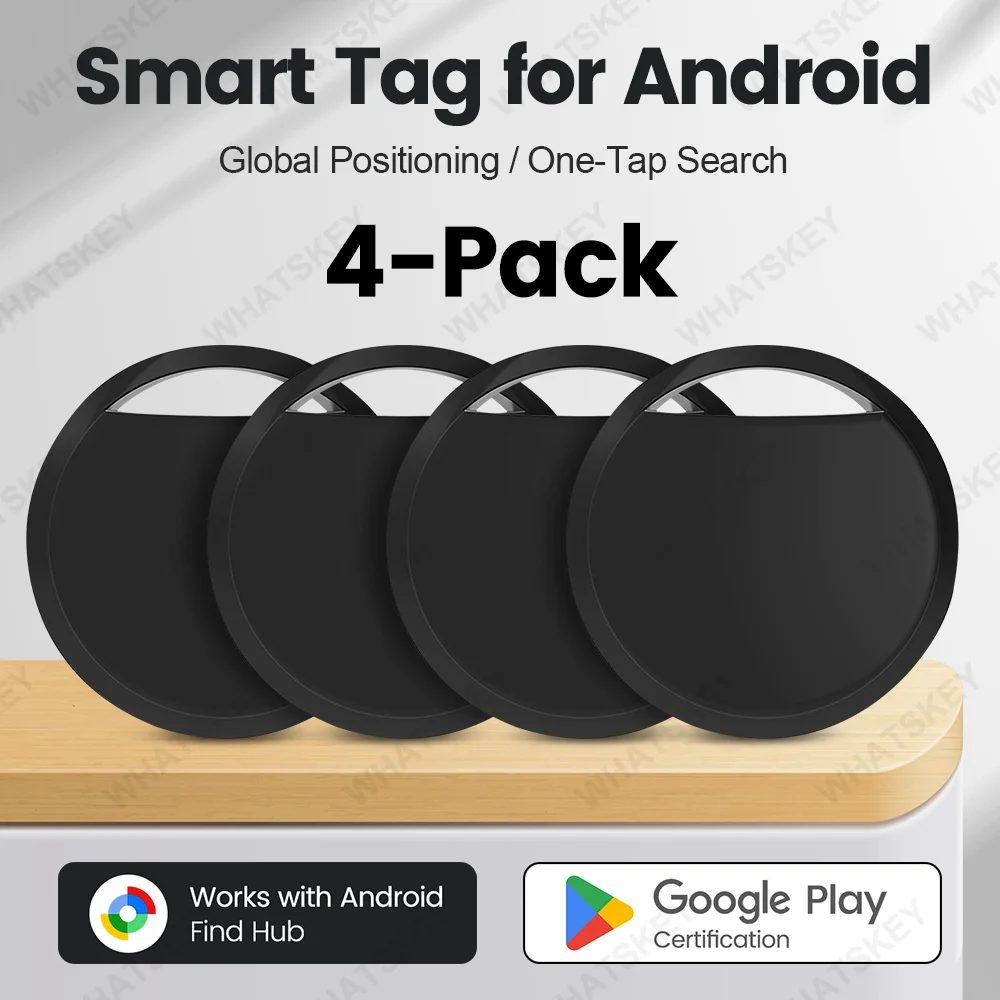 4er-Pack Bluetooth Android GPS-Tracker für Schlüssel, Fahrräder, Haustiere ? Kompatibel mit Google Find My App ? Smart Tag für Xiaomi, Samsung, OnePlus