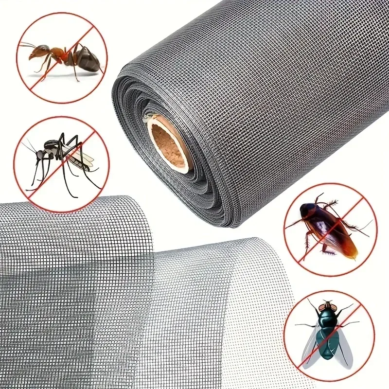 Langlebiges Fenstergitter, verstellbares Anti-Mücken-/Insekten-Glasfaser-Türgitter, DIY-Ersatzset für Terrassen- und Verandatüren