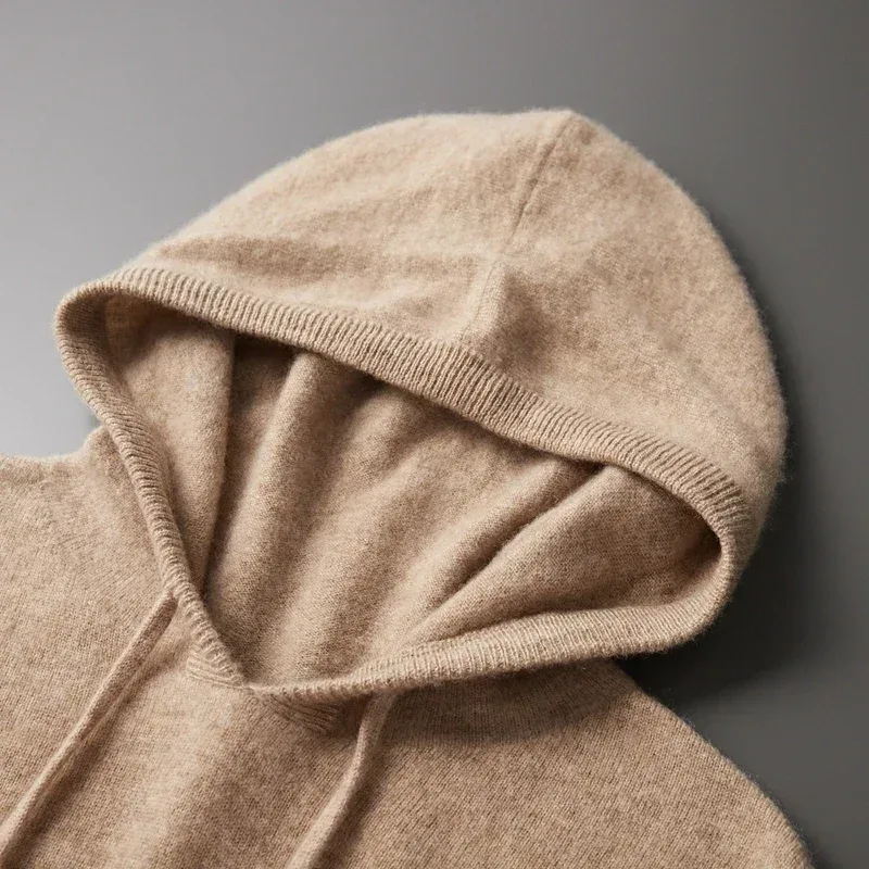 Herbst Winter Neue Merino Pullover männer 100% Wolle Mit Kapuze Kragen Gestrickte Pullover Casual langärmelige Hoodie