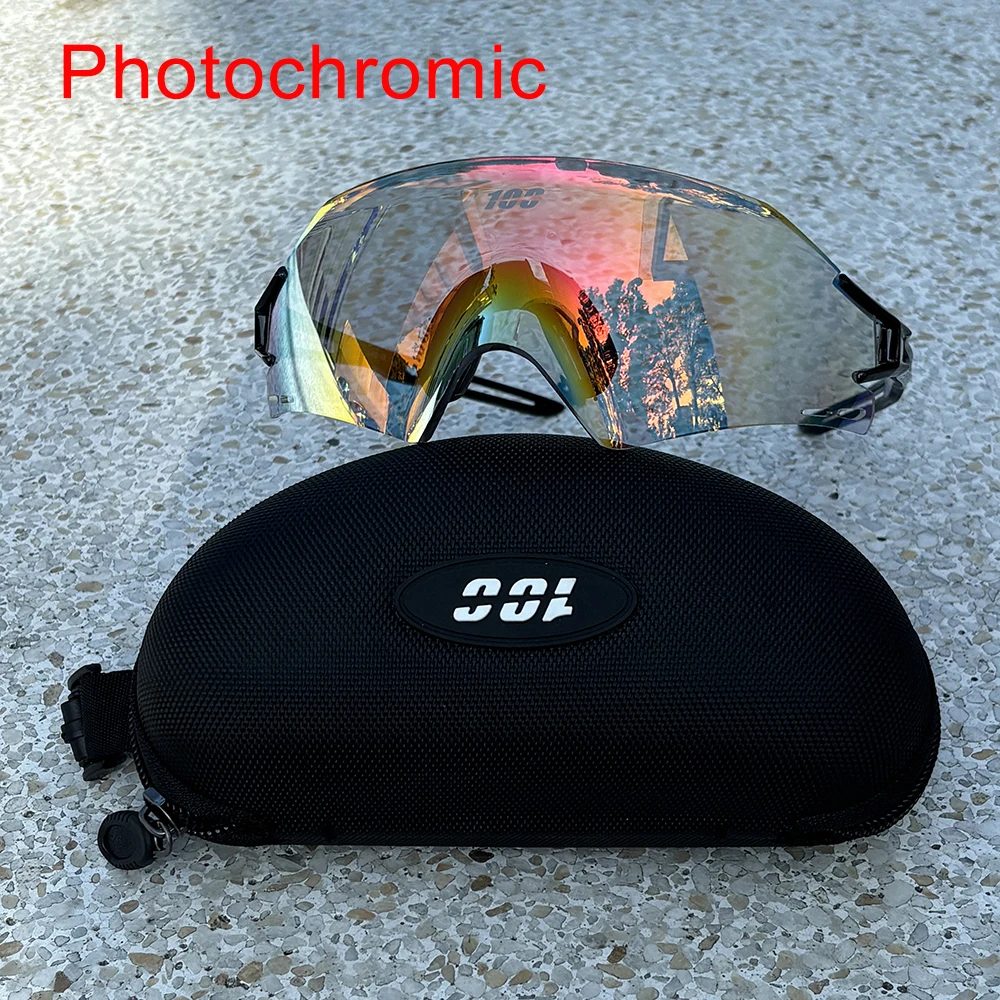 Neue UV400-Fahrradbrille für Herren, rote photochrome Sonnenbrille, Outdoor-Fahrradbrille, Sportbrille, Fahrradbrille, MTB-Brille