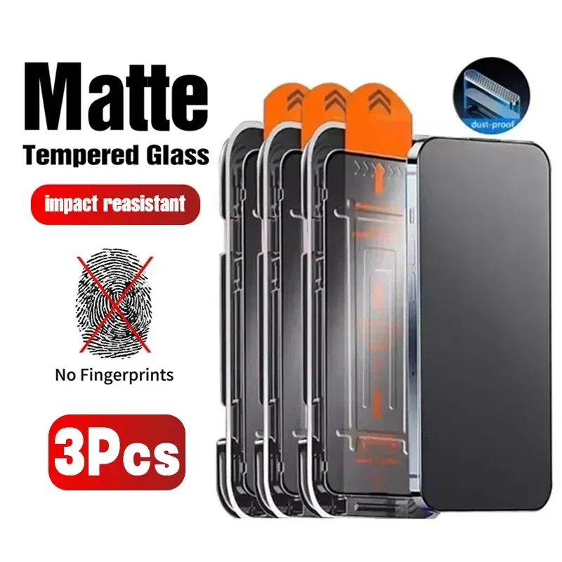 3 Stück Oleophobe Beschichtung Staubfrei Einfache Installation Matt Displayschutzfolie für iPhone 16 14 13 12 11 15 17Pro Max Air mini Glas