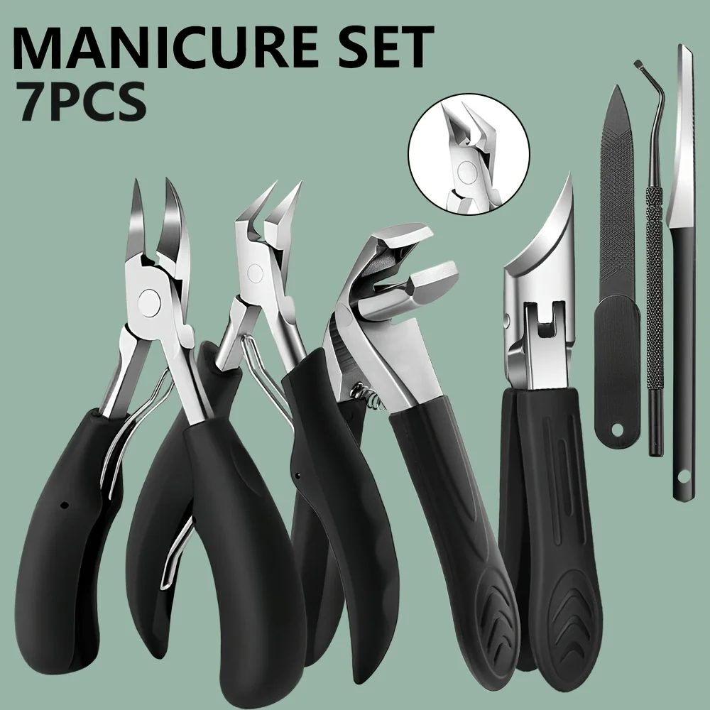 1/7-teiliges professionelles Nagelpflege-Set für eingewachsene Nägel und Zehennägel, klassischer Griff, ergonomische Nagelknipser aus Edelstahl
