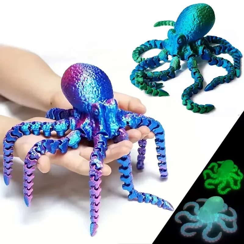 3D-Gedruckte Bewegliche Oktopus-Figur: Ein Realistisches, Gelenkiges Stressabbau-Spielzeug und Kreatives Dekorationsobjekt für Kinder