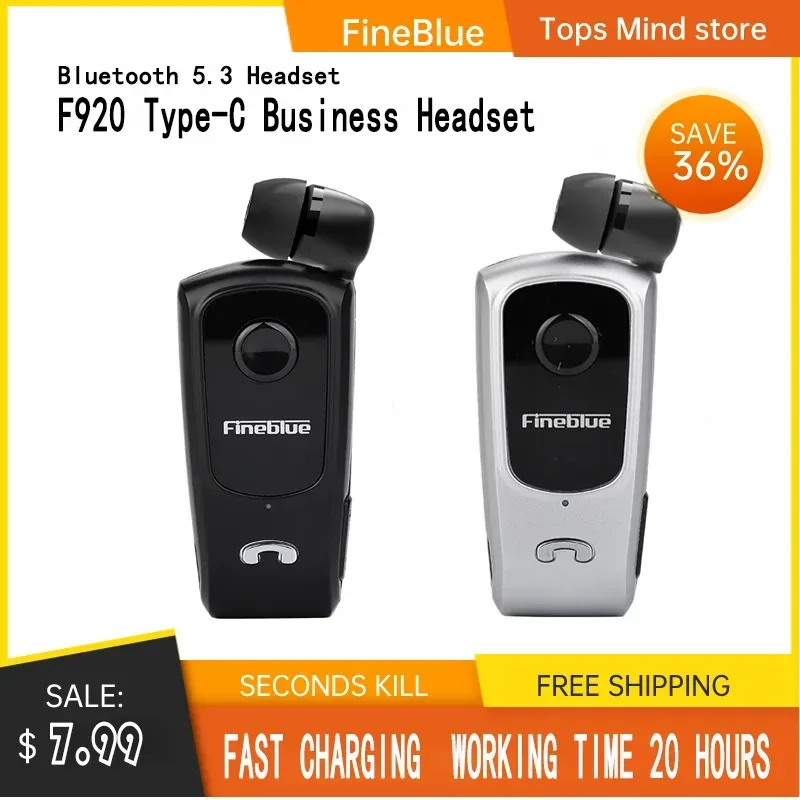 FineBlue F920 Mini Drahtlose Auriculares Fahrer Bluetooth Headset Anrufe Erinnern Vibration Tragen Clip Sport Lauf Kopfhörer
