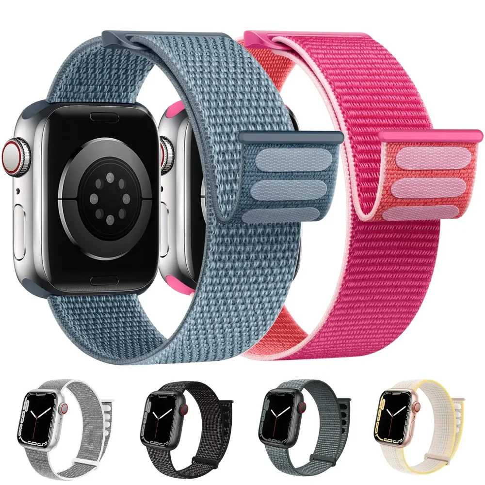 Nylon-Schlaufenarmband für Apple Watch Ultra 49mm 42mm 40mm 45mm 44mm 46mm Sport-Armband Iwatch-Bänder Serie 12 11 10 9 8 7 6
