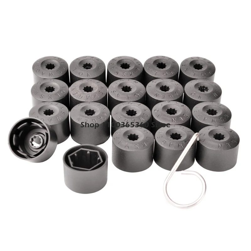 Auto 17mm Radmutter Bolzenabdeckung für VW Volkswagen Phaeton Lupo EOS Caddy Golf MK5 GTI Skoda Reifennabe Reifenschraube Schutzkappe