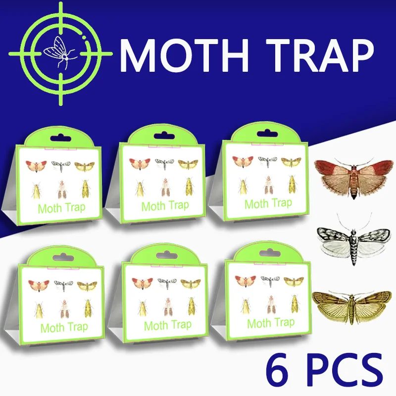 SilentKing 6 Stück Mottenfallen, Speisekammer, Kleidung, Küche, Lebensmittel, Haus, Garten, Schädlingsbekämpfung, Mottenfallen, Pheromon, Motten, Aufkleber, Mottenfalle