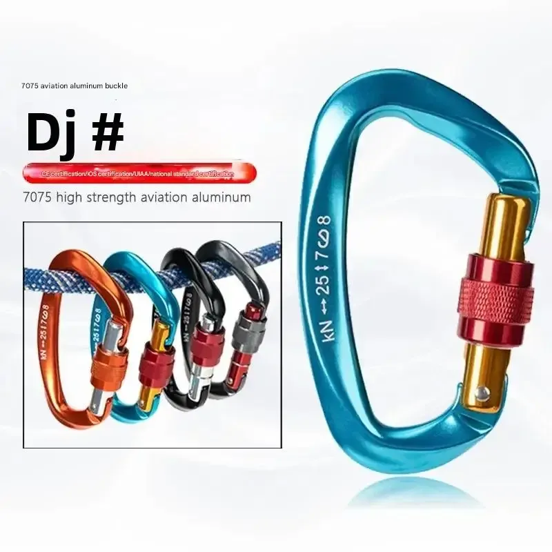 25KN D-form Professionelle Karabiner Schraube Locking Tor Karabiner Klettern Abseilen Getriebe Schnelle Ausrüstung Outdoor EDC Werkzeuge