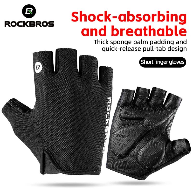ROCKBROS Fahrradhandschuhe Halbfinger Sommer Atmungsaktiv Anti-Rutsch SBR Pad Stoßfest MTB Rennrad Handschuhe Radfahren Shorts Handschuhe