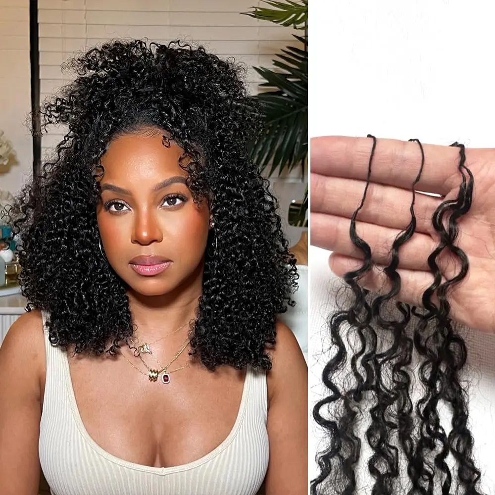 240g Afro Kinky Burmesische Lockige Häkel-Echthaarverlängerungen Knotenlose Vorgesepernte Häkel-Federhaarverlängerungen Lockiges Echthaar