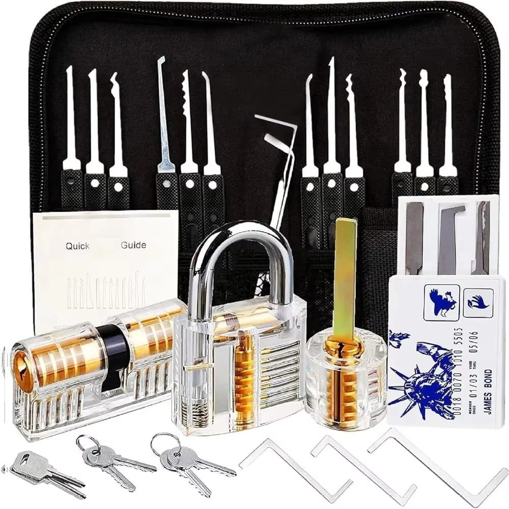 1 Set Lockpicking-Set Transparente Schlosserwerkzeuge Multifunktionales Übungsschloss-Set aus Stahl für Vorhängeschlösser und Handwerkzeuge