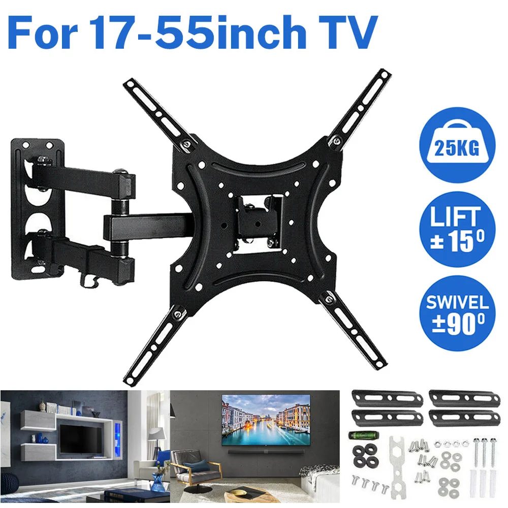 Universelle einziehbare TV-Monitor-Wandhalterung, Gelenkarme, schwenkbar, neigbar, Verlängerung, Rotation, TV-Ständer, Erweiterungshalterung