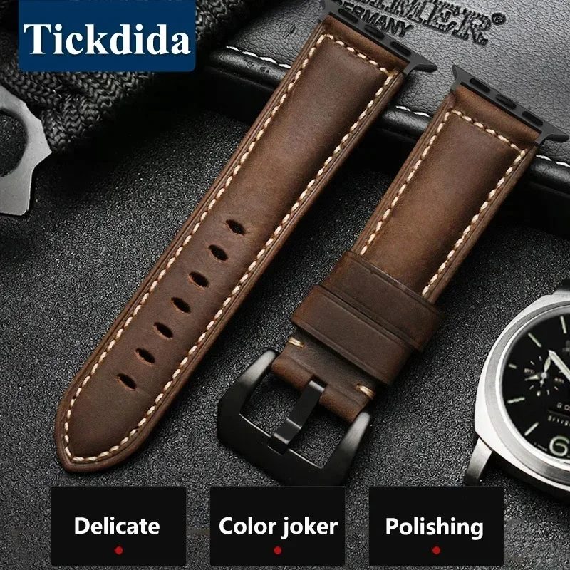 Für Apple Watch Band Hochwertiges Lederarmband Herren für Serie 11 10 9 7 8 SE Ultra 3 2 49 mm 44 mm 46 mm Uhrenarmband 45 mm 41 mm 42 mm