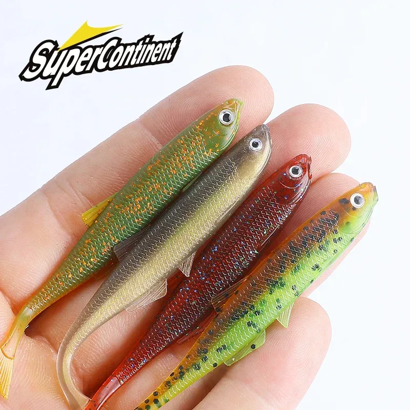 NEU Supercontinent Leanness ShadTeez 60mm/80mm Barsch Künstlicher Hecht Zander Raubfisch-Angelköder mit 3D-Augen Weicher Angelköder
