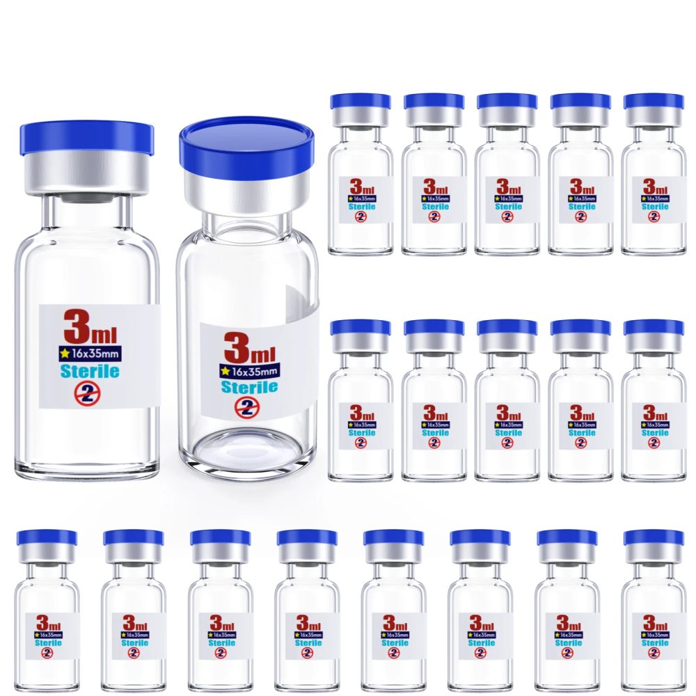 Sterile Glasfläschchen mit Gummistopfen und gratfreiem Aluminium-Kunststoffverschluss, steril verpackt, 20 Stück