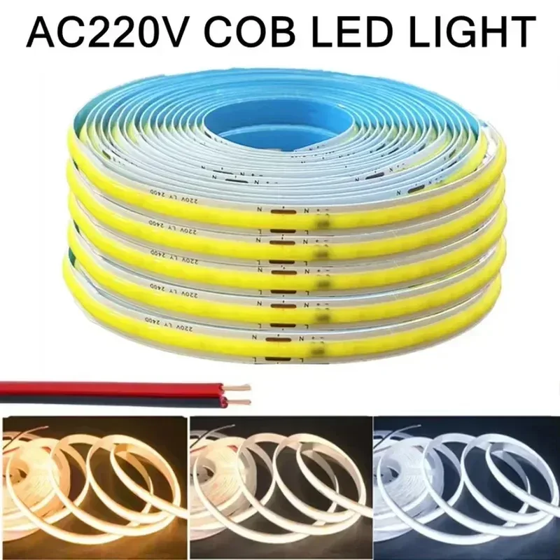 220V COB LED Flexibler Lichtstreifen Intelligenter Lichtstreifen IC Kein Treiber Erforderlich Hohe Helligkeit 240 LED Lineare Beleuchtung