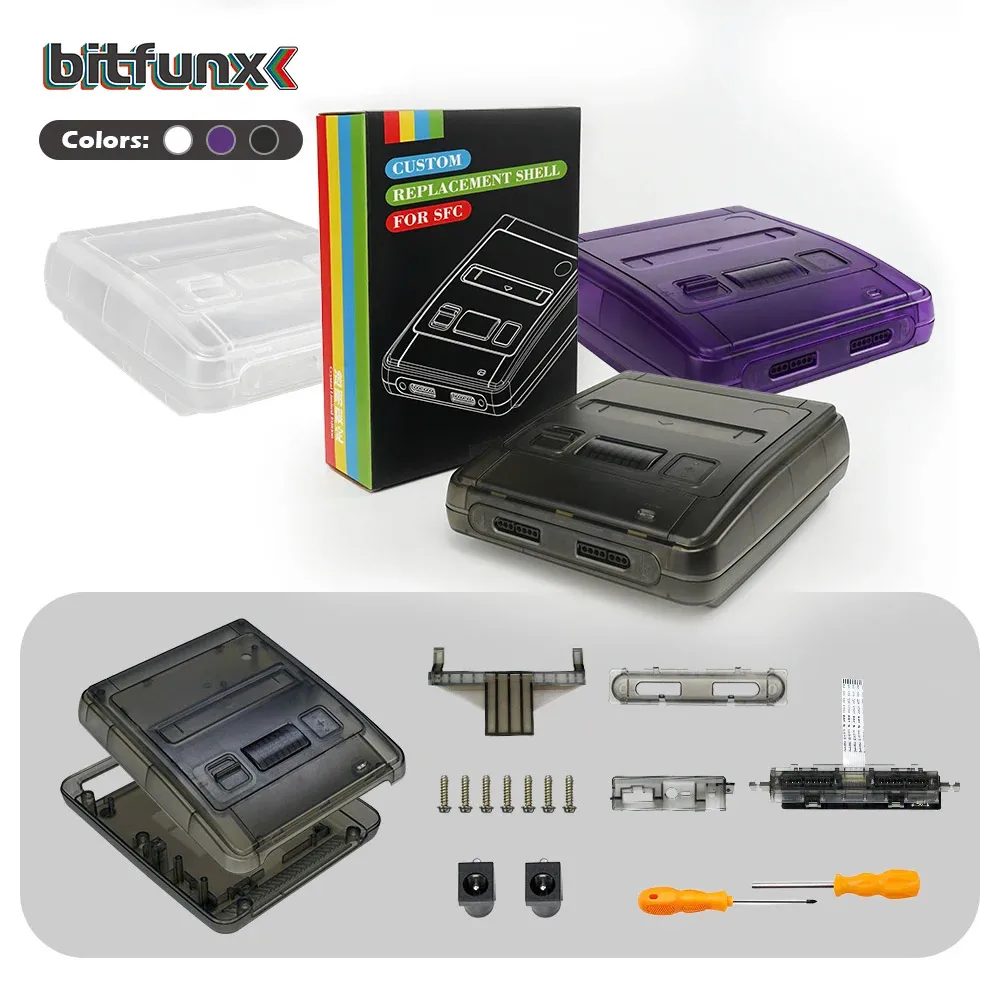 BitFunx JP Edition SFC Ersatz Shell Für Super Famicom Shell Fall Transluzente Box Für SFC Abdeckung Gaming Zubehör