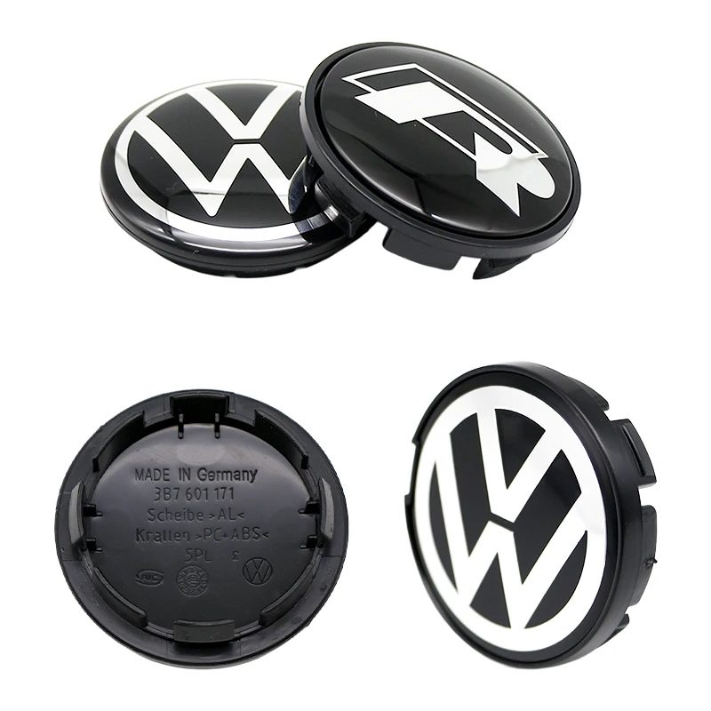 4 Stück VW Radnabenkappen 56mm 65mm 70mm Radabdeckung für Touran Golf 4 5 6 7 Polo Passat B5 B6 B7 CC 3D Premium Plus Pro Kit