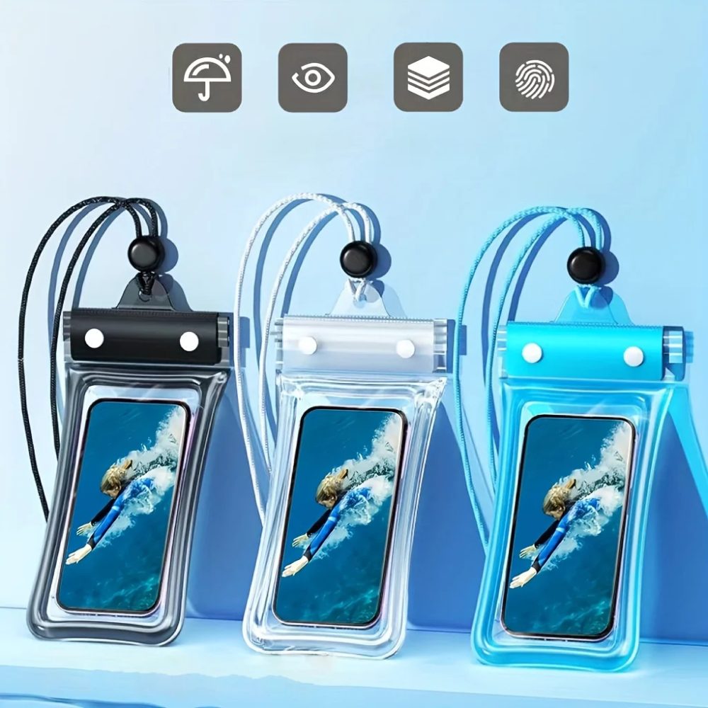 4-Fach Wasserdichte Handytasche 3D-Design Robuste Hüllenfreundliche Transparente Plastik-Trockentasche mit Trageriemen Wasserabweisende Handytasche